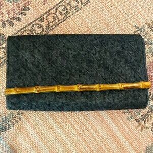 Black H&M Woven Clutch, Bamboo